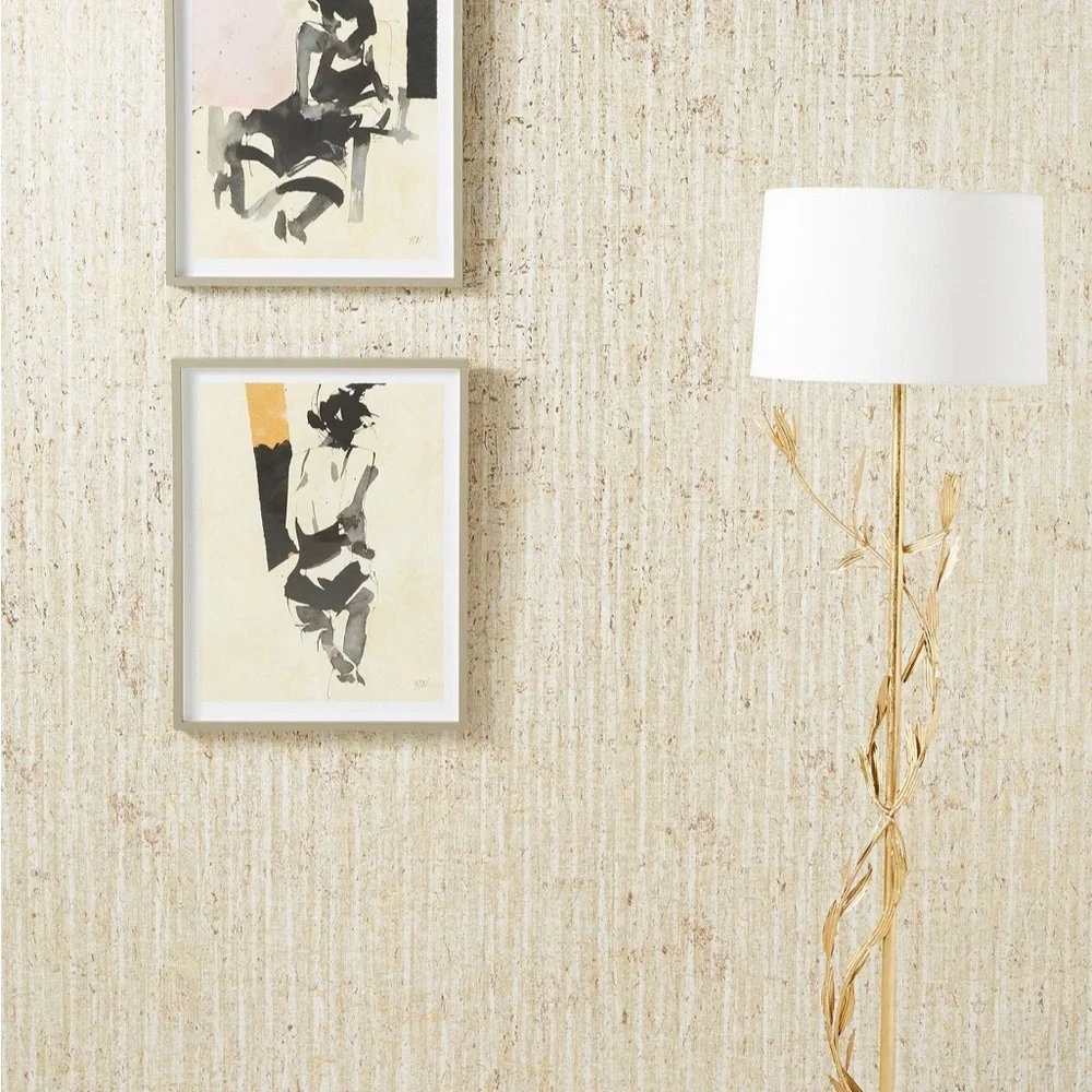 Anthropologie Samar Metallic Cork Textured Wallpaper Taupe